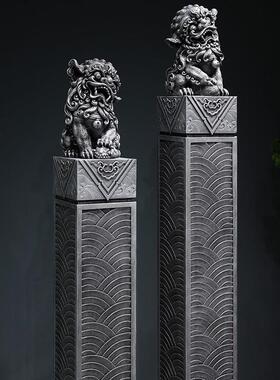 拴马桩彷石雕庭院装饰乔迁入户玄关狮子麒麟貔貅禅意中式落地摆件