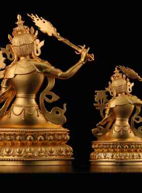 正品文殊菩萨古法京贴金紫铜佛南箔镀金家居摆放可定纯金像可定大