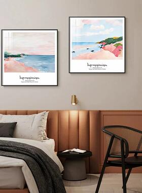 北欧风卧室装饰画ins床头挂画小清新海边风景挂画温馨房间壁画