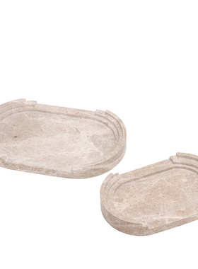 大理石托盘摆件样板房售楼部餐桌茶几玄关设计师的果盘饰品工艺品