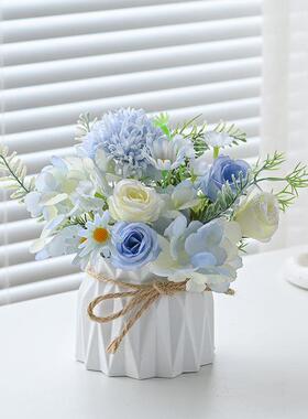 迷你仿真花摆件客厅室内摆设和塑料干花束饰品盆栽餐桌茶几仿真花