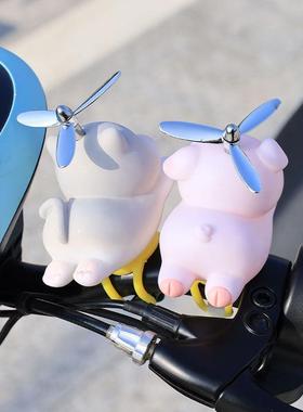 开心到起飞电动车摆件可爱动物自行车摩托车卡通装饰创意车载礼品