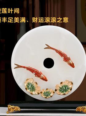 玄武石玉石平安扣珐瑯彩摆件轻奢家居玄关书房办公桌乔迁装饰送礼