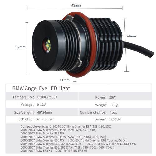 汽车LED E39 天使眼 CREE 4SMD 40W BMW专用天使眼 - 图1