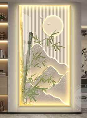 定做竹奢现报安带廊道灯轻入户玄装饰画平走过挂画壁画简约关代