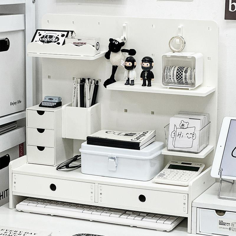 Perforated board storage rack desktop storage box student dormitory desk stationery storage shelf office station organization