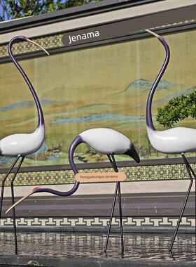 户外抽象仙鹤摆件丹顶鹤雕塑售楼部会所橱窗水池塘园林水景观模型