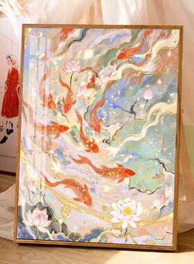 《九色鹿》新中式玄关装饰画寓意好过道走廊敦煌壁画艺术客厅挂画