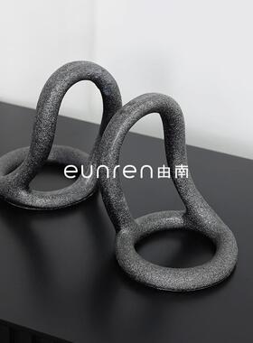 现代简约创意环形树脂书档书靠样板房售楼处书房书桌装饰品摆设