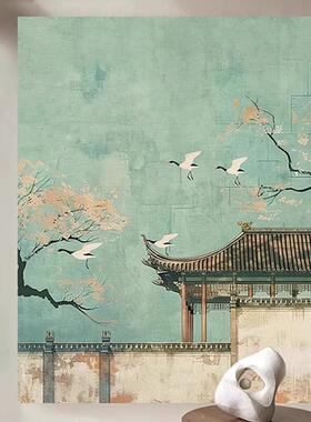 新中式宋徽宗瑞鹤图客厅装饰画艺术玄关挂画卧室餐厅壁画
