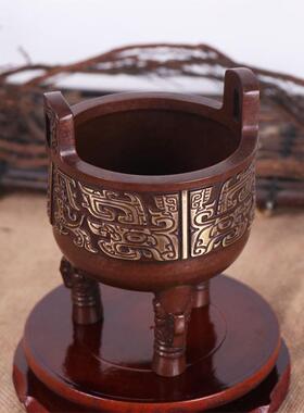 杨铜记 厂家全铜 仿古铜鼎摆件 家居办公摆件 圆鼎