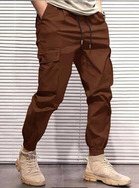 秋季 Men's Work Pants 多功能卡其裤配多个实用口袋