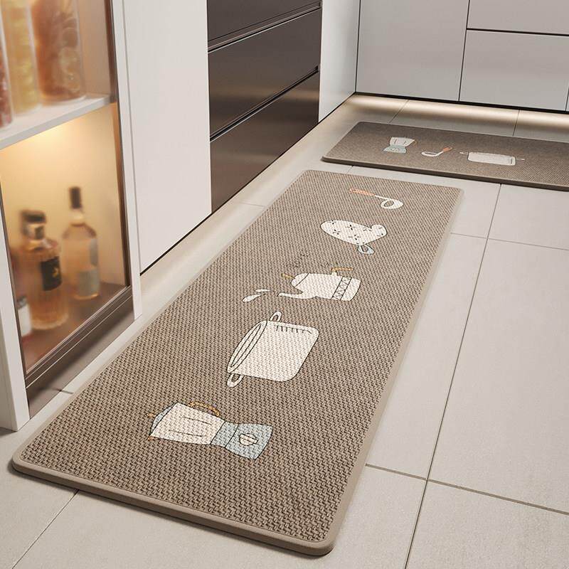 Kitchen floor mat, absorbent foot mat, stain-resistant, no-wash, wipeable, anti-slip, anti-fall mat, powder room doorway, soft pad, wear-resistant carpet