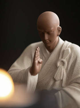 紫砂禅意小和尚茶宠摆件创意佛系小沙弥茶桌面装饰品茶道配件摆设