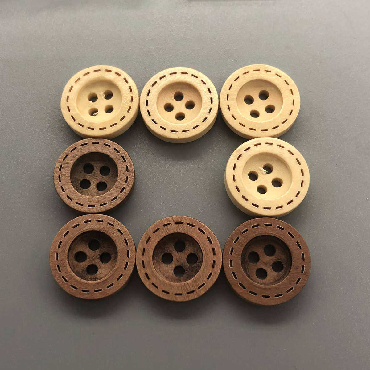 现货批发天然木头扣宽边虚线木质纽扣圆形四眼装饰扣儿童木质扣,淘宝优惠券,粉丝福利购,淘宝优惠卷
