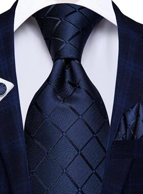 Hi-Tie Blue Business Solid 100% Silk Men's Tie NeckTie 8