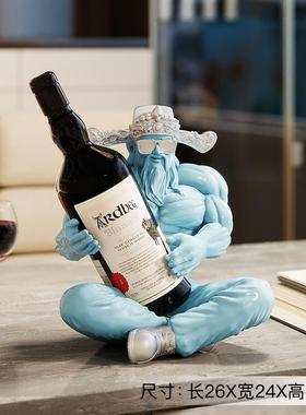 高档肉财神爷酒架摆件厅玄关餐边柜酒红柜酒客托装饰肌品乔迁新居