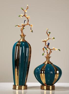 高档中柜式创意珐琅彩酒陶瓷摆件客厅样间玄关电视柜轻奢新软装板