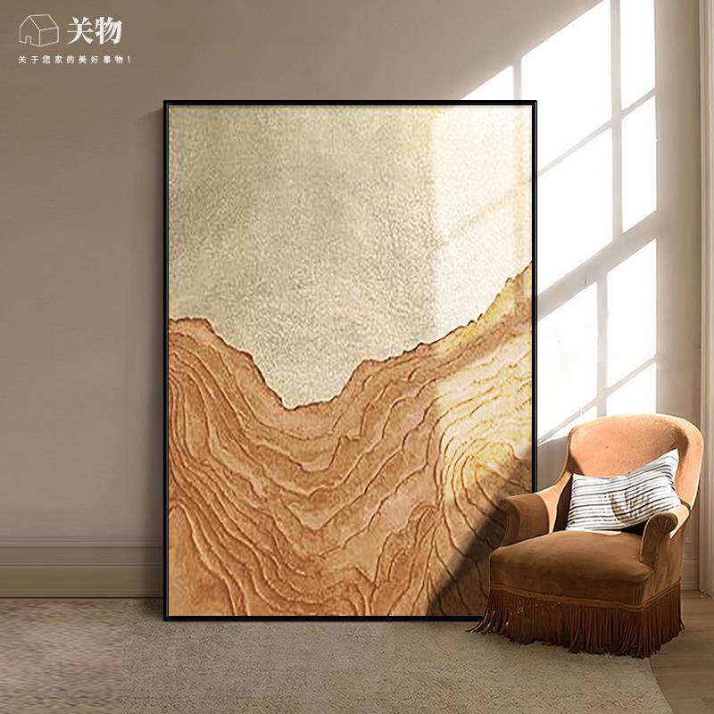 简现代轻饰奢高客厅装画别墅玄关走廊抽象级感手绘油画gw52007意 - 图3