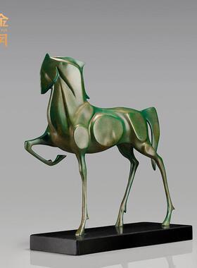 铜金岁月塞外将军驹马黄铜摆件工艺品抽象复古骏马书房玄关铜摆件
