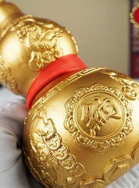 龙头铜葫芦摆件纯铜空心开口黄铜葫芦客厅招财聚财铜胡芦乔迁之喜