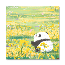 (time-limited pick-up) Big Little Bear Flower of the Spring Panda Hung Painting and Sign of the Limited Edition of the Giant Panda