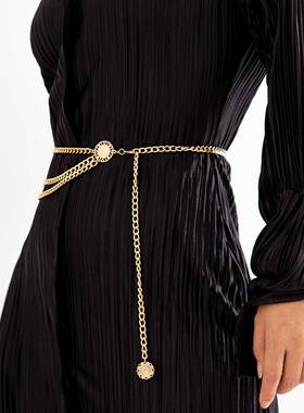 Women Fashion Belt Hip High Waist Gold Silver Narrow Metal
