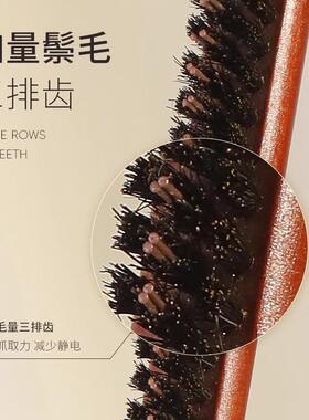 Boar Bristle Teasing Tail Comb for Fluffy, Narrow-Toothed, C