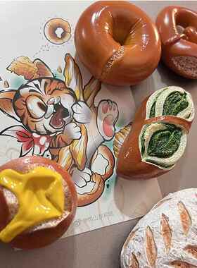 磁时光仿真欧包碱水面包碱水结贝果食物磁性家居装饰冰箱贴