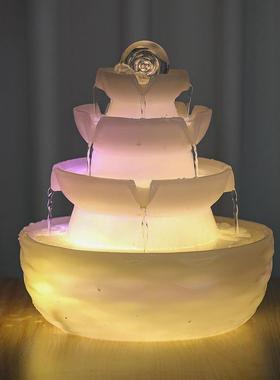 八方来财倒流水摆件时来运转球长循环水小喷泉桌面流水生财风水∑