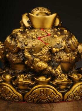 纯黄铜金蟾摆件八方来财金蟾招财进宝三足蟾蜍客厅办公室店铺开业