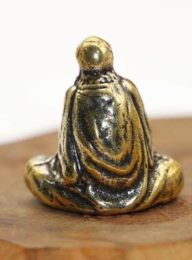 古玩铜器铜佛像实心足铜菩提达摩祖师铜像摆件古法工艺覆古包浆