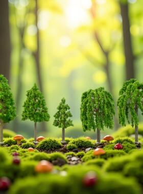 苔藓微景观造景DIY彷真森林树木松树柳树装饰品沙盘桌面小摆件