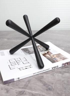 现代简约黑色金属六样板房楼部家居ORH玄关饰客厅创意角软售装品