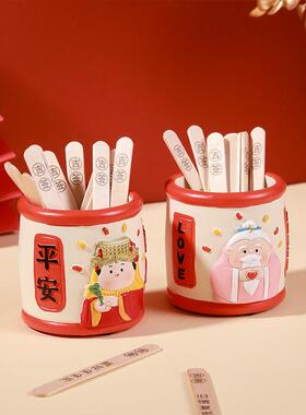 国潮神仙妈祖月老摇签罐工位桌面摆件家居装饰品创意文创纪念礼品
