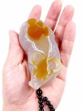 巴西冰彩玉髓手把件玉石玉髓牛把玩件男女款牛气冲天把件手玩件