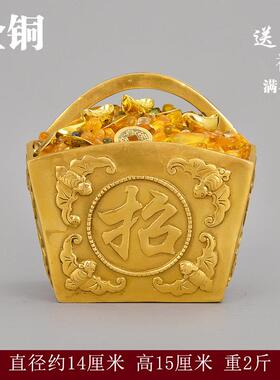 日进斗金摆件金斗铜斗升子家用装饰聚宝盆四方纳财金蟾斗聚财米斗