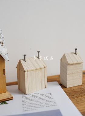 【卡米优品】原创白橡木diy素色房子摆件木头房子儿童玩具摆件装