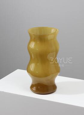 2020中古风手工琉璃波浪样花瓶售楼处板茶房桌面电形视柜几软装饰