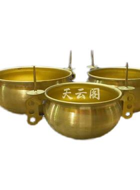 黄铜皮香炉双耳烛台带针插可插蜡烛供奉香炉香插家用寺庙佛具用品