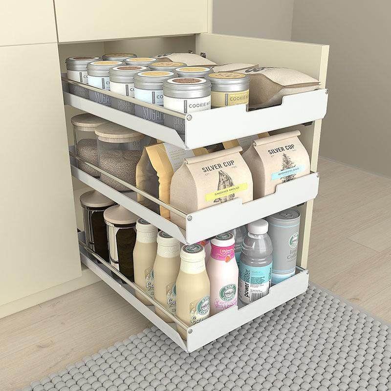 环保边柜自制拉篮橱柜改造带轨道抽屉托盘免打孔零食储物PP收纳盒,淘宝优惠券,粉丝福利购,淘宝优惠卷