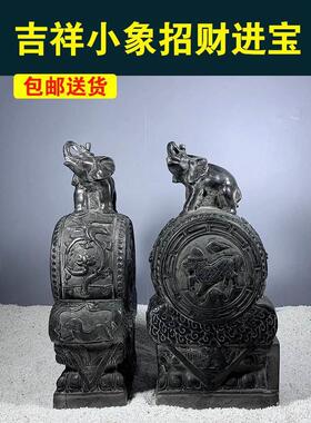 石雕门墩抱鼓石一对仿古石鼓家用石狮子麒麟貔貅青石庭院门口摆件