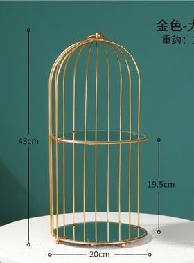 新款北欧鸟笼妆品纳盒摆件卫间洗手台护肤品桌面化梳妆生台收置物