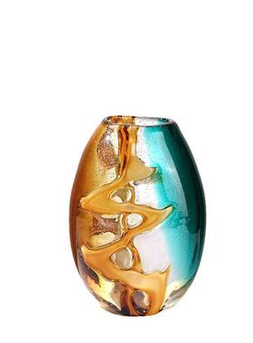 高级感绿色橘水纹轻奢加厚插花器软装摆件花瓶样板房现代装饰品