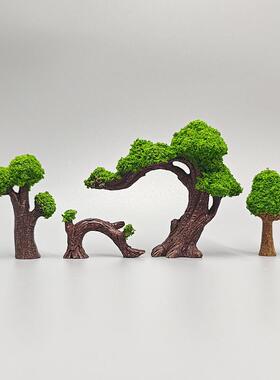 园林庄园场景模型小树房子DIY装饰品配件迷你摆件微景观苔藓造景