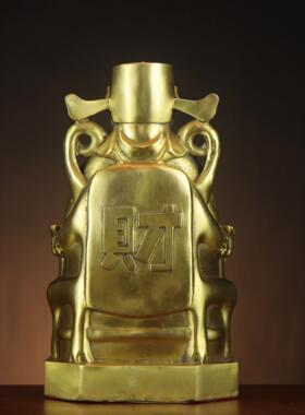 黄铜财神铜财神家居店铺铜财0008神件宝财神摆聚宝盆财爷神元摆件