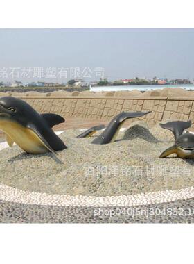 户外园林景观玻璃钢海豚雕塑摆件花园庭院水池海洋主题装饰工艺品