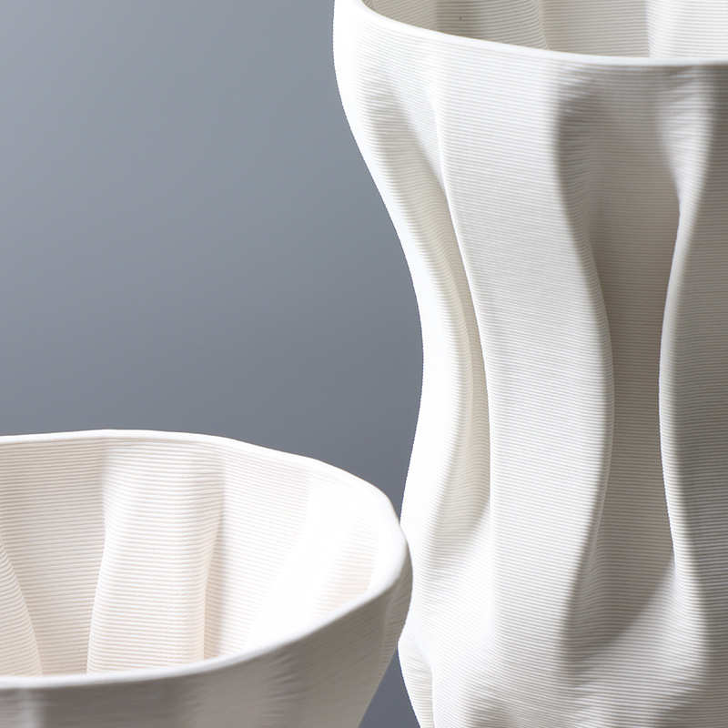 不规则搭配摆件打印创意现代装饰品肌理陶瓷简约软设计师装花瓶3d - 图0