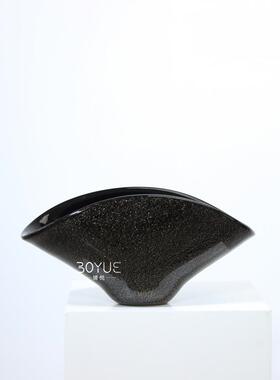 现代轻奢极简黑色家金粉口琉璃果盘样板售间楼处软装饰120121品居