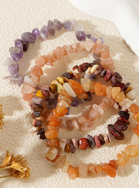 新水晶碎半成品手链随型不规则原矿玉头女饰